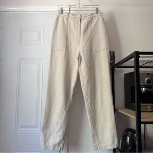 FIRST RITE off white denim high rise work chore straight leg cropped‎ jeans
